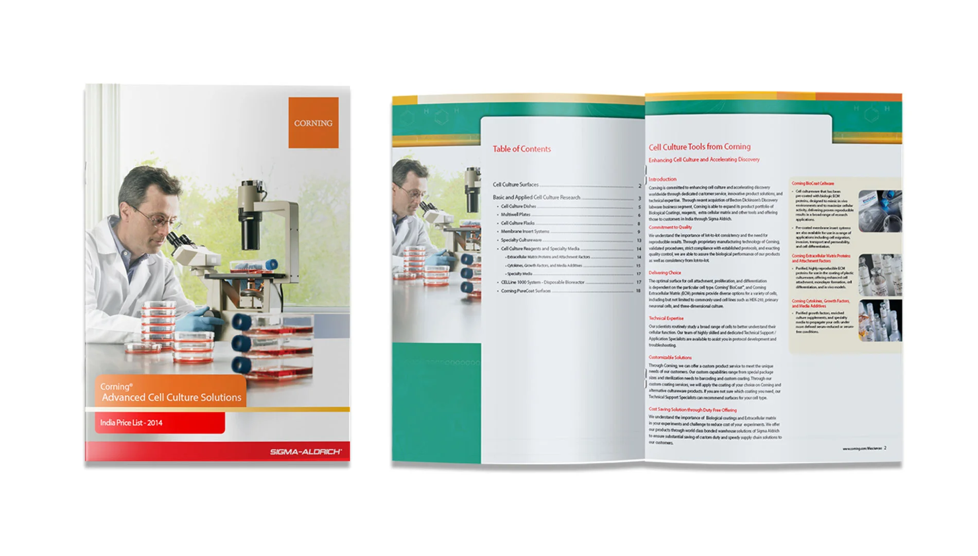 Corning Brochure featuring a man in a lab coat Brochure featuring a man in a lab coat, symbolizing professionalism and expertise in a scientific or medical field