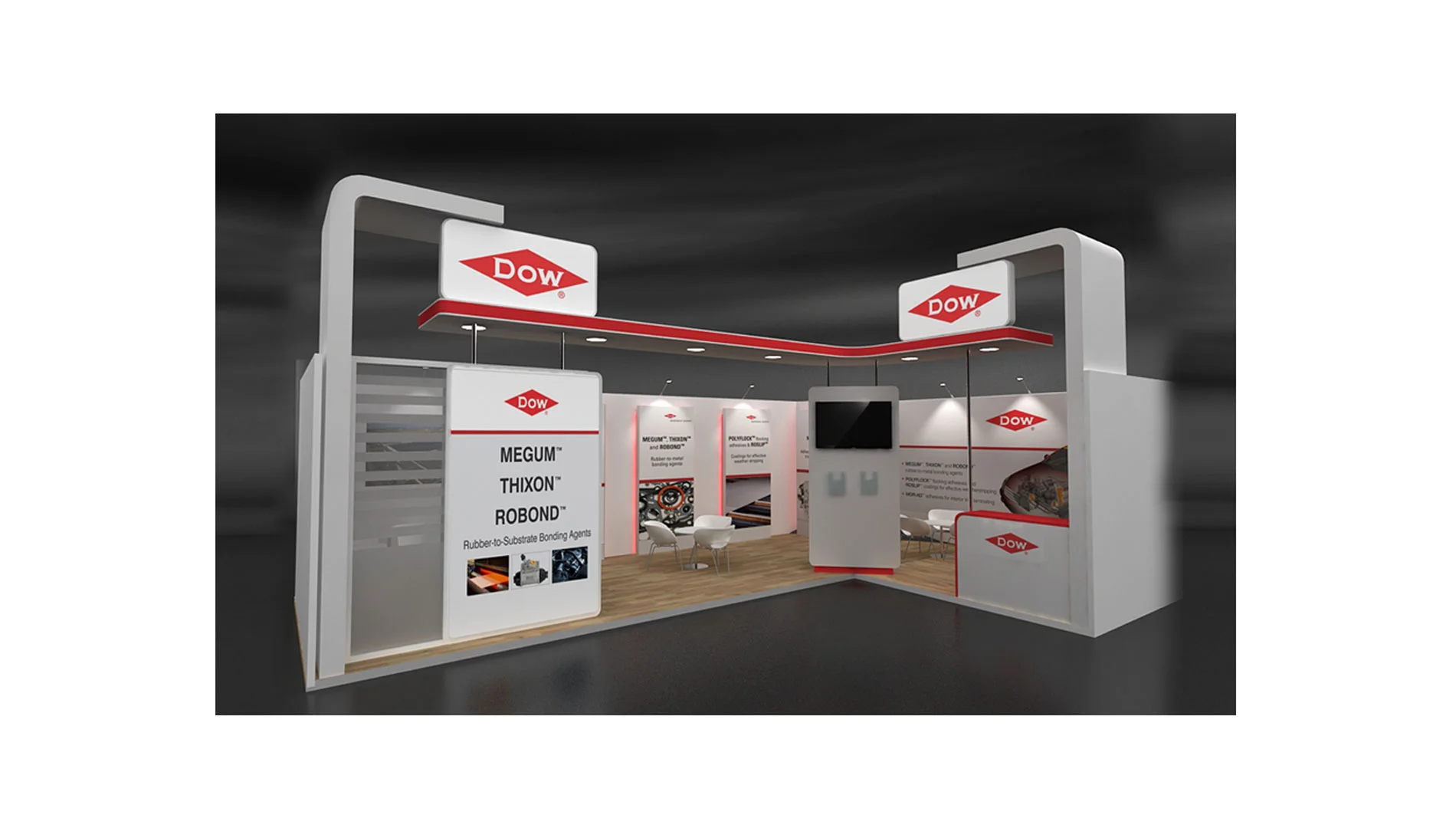 DOW - minimal exhibition DOW - minimal exhibition set-up brand colour ‘red’ with ‘white’, complemented it with intelligent copy