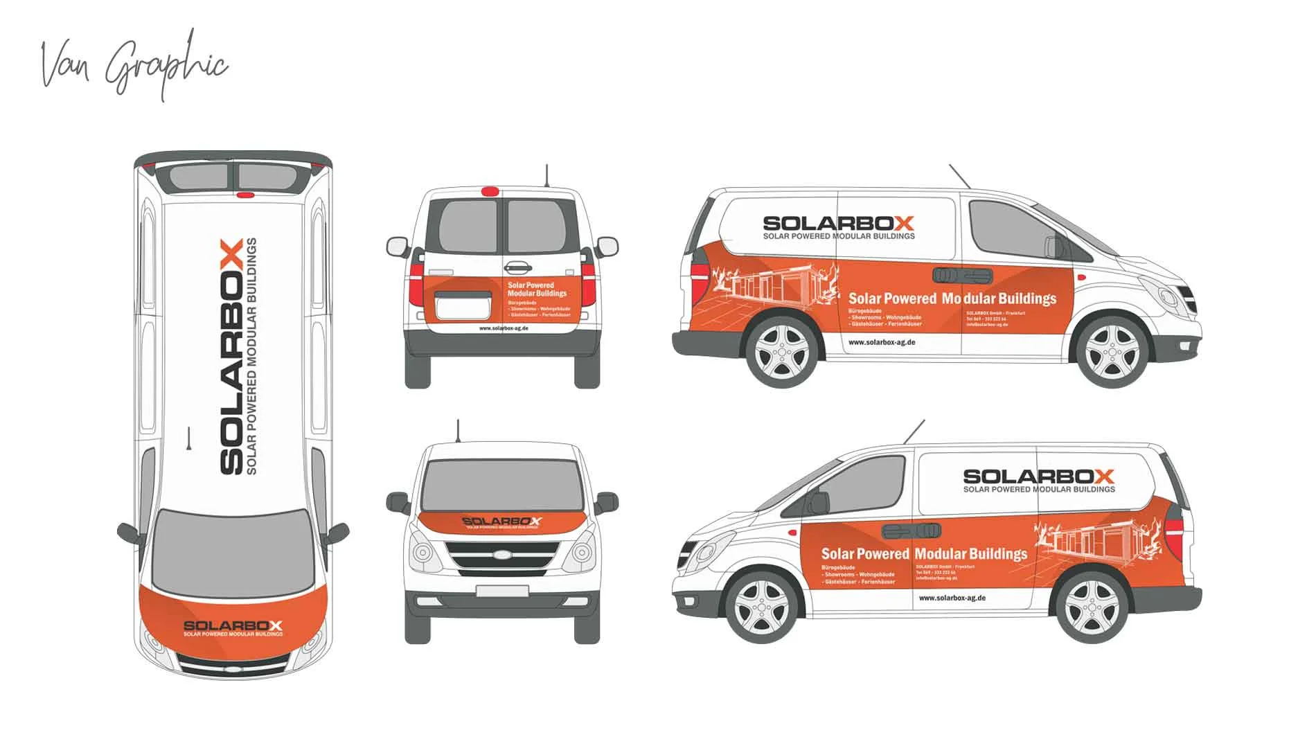 SolarBox van graphics SolarBox van graphics: clean and professional vehicle design for modular building services