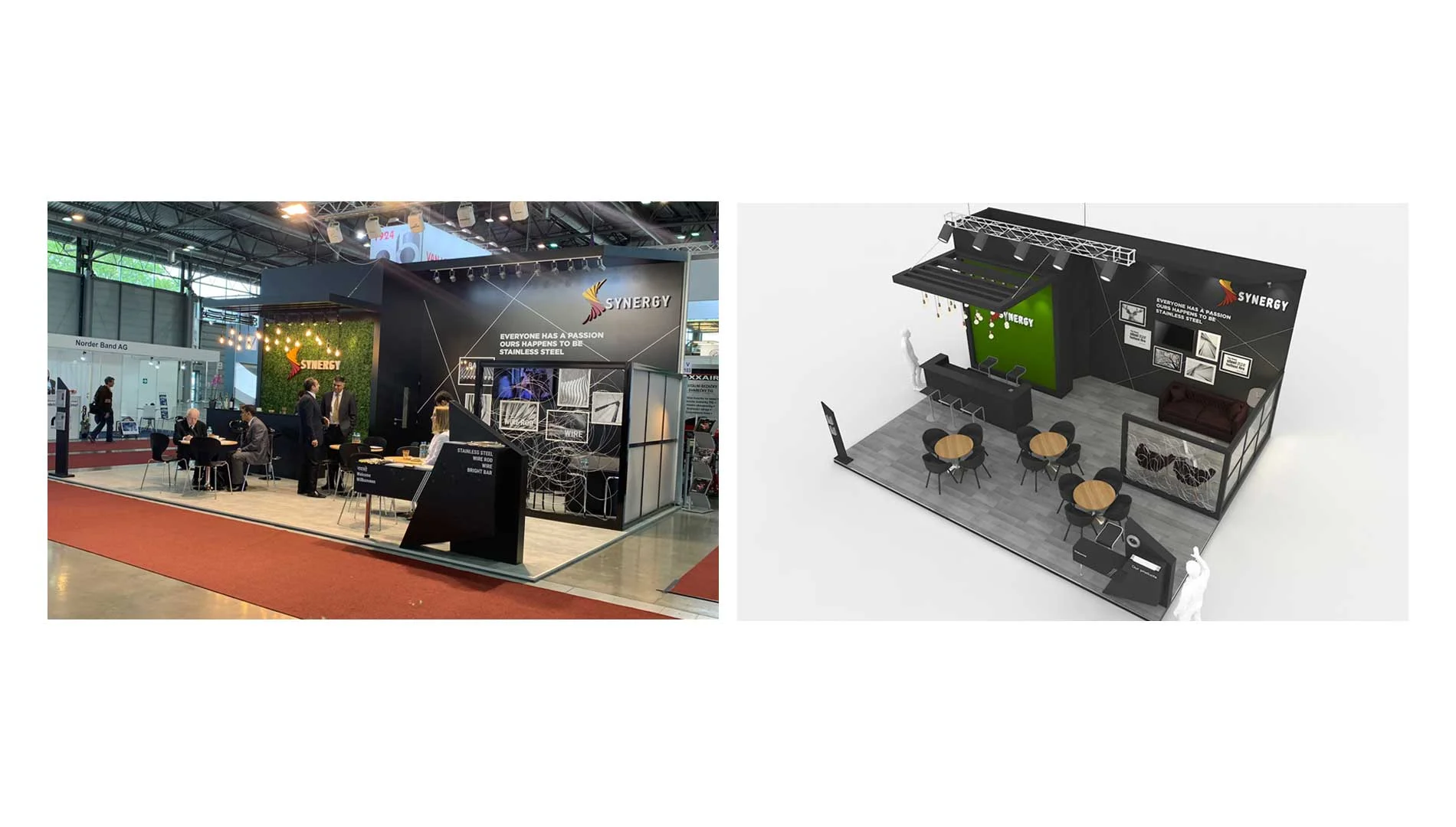 Synergy Steels - Innovative exhibition stand design setup with engaging displays and branding elements
