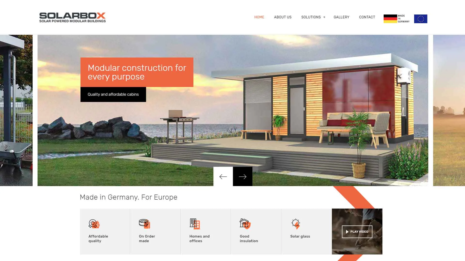 Solar Box website design by Boch & Fernsh, featuring a modern and clean visual concept for solar-powered modular buildings